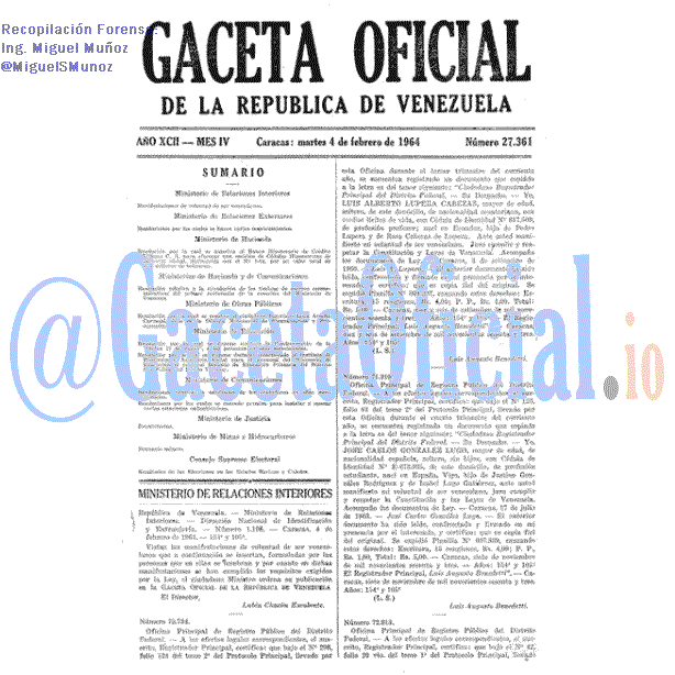 Gaceta Oficial 27361 del 4 Febrero 1964