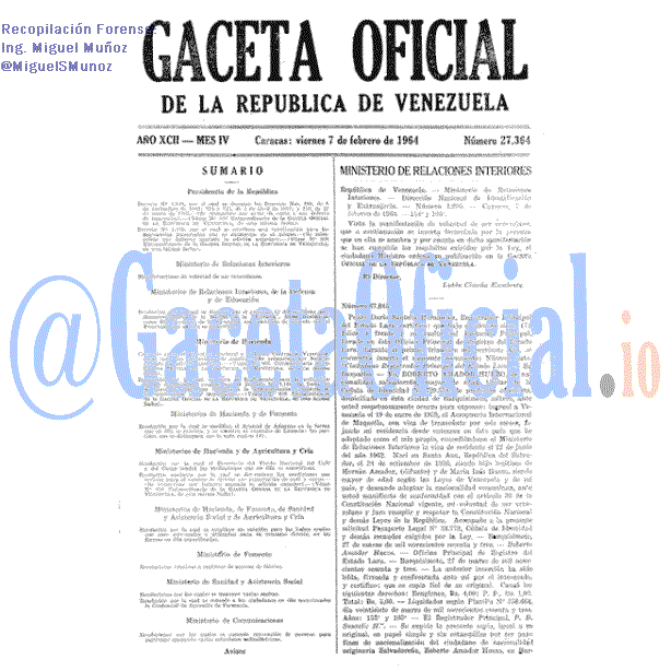Gaceta Oficial 27364 del 7 Febrero 1964