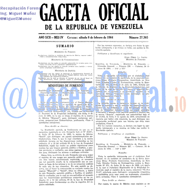 Gaceta Oficial 27365 del 8 Febrero 1964