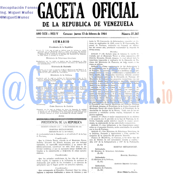 Gaceta Oficial 27367 del 13 Febrero 1964