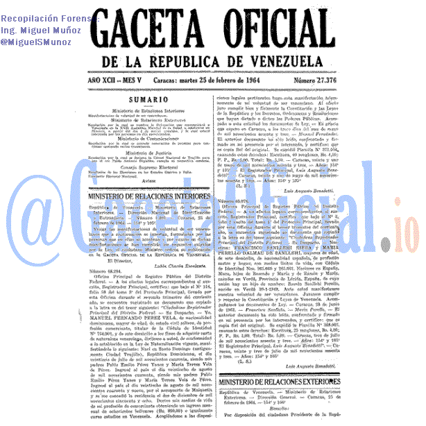Gaceta Oficial 27376 del 25 Febrero 1964