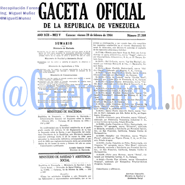 Gaceta Oficial 27380 del 28 Febrero 1964