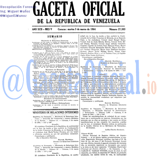 Gaceta Oficial 27383 del 3 Marzo 1964