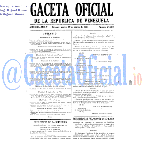 Gaceta Oficial 27389 del 10 Marzo 1964