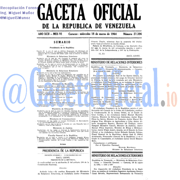 Gaceta Oficial 27396 del 18 Marzo 1964