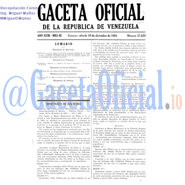 Gaceta Oficial 27623 del 19 Diciembre 1964