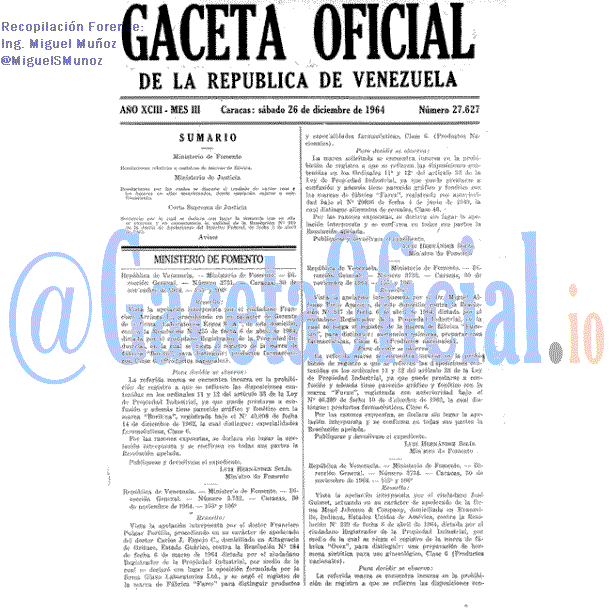 Gaceta Oficial 27627 del 26 Diciembre 1964