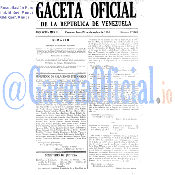 Gaceta Oficial 27628 del 28 Diciembre 1964