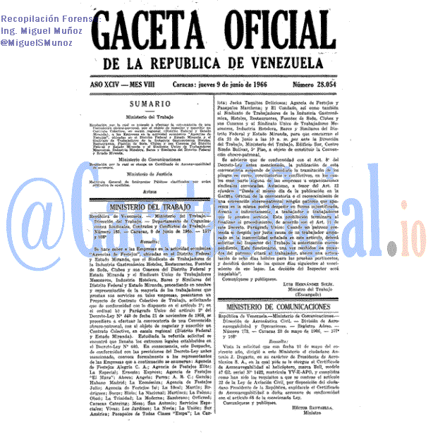 Gaceta Oficial 28054 del 9 Junio 1966