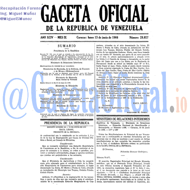 Gaceta Oficial 28057 del 13 Junio 1966