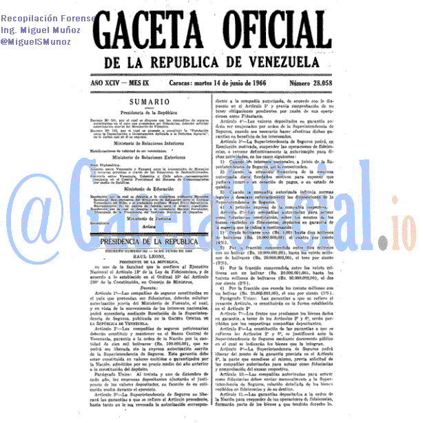 Gaceta Oficial 28058 del 14 Junio 1966
