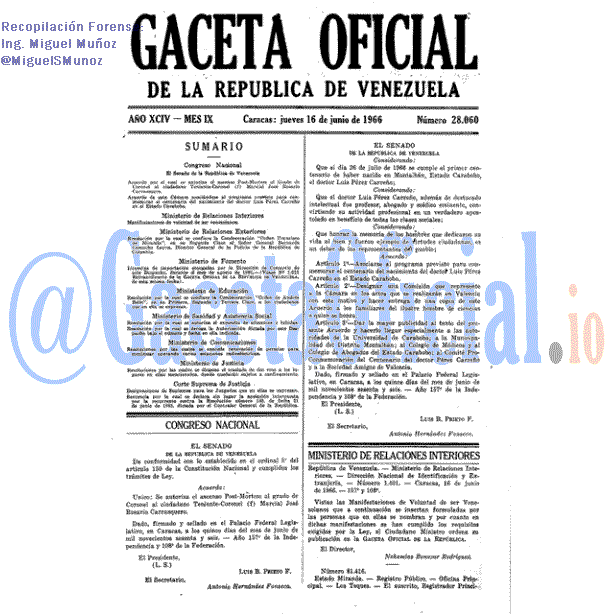 Gaceta Oficial 28060 del 16 Junio 1966