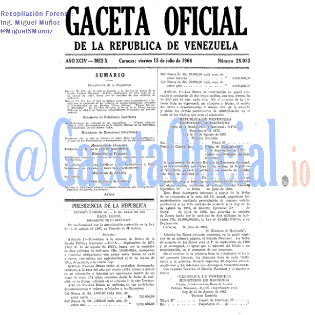 Gaceta Oficial 28083 del 15 Julio 1966