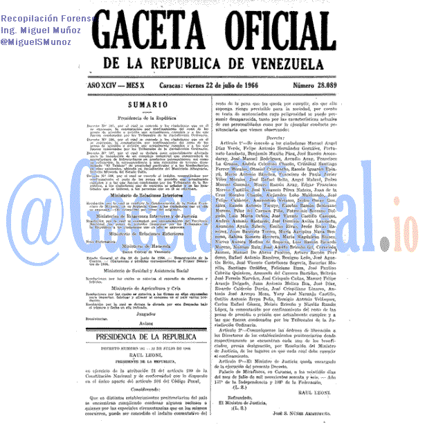 Gaceta Oficial 28089 del 22 Julio 1966