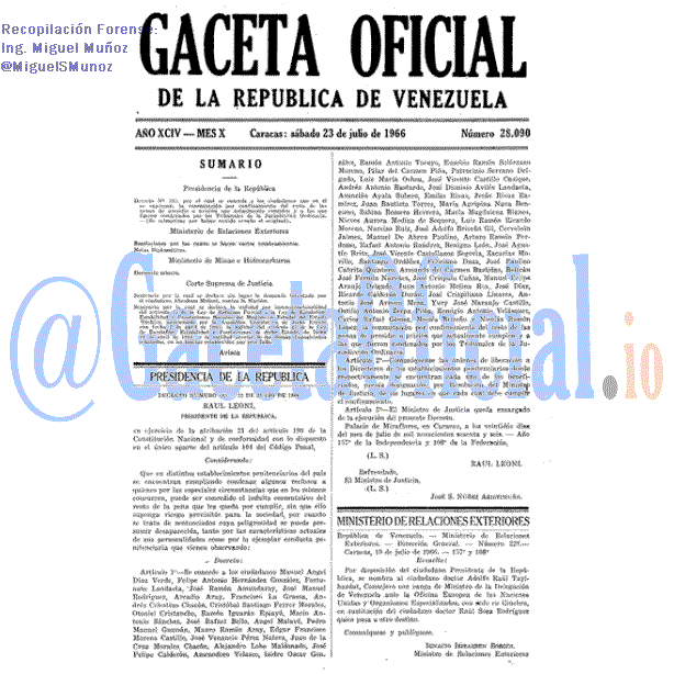 Gaceta Oficial 28090 del 23 Julio 1966