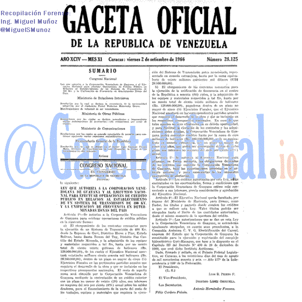Gaceta Oficial 28125 del 2 Septiembre 1966