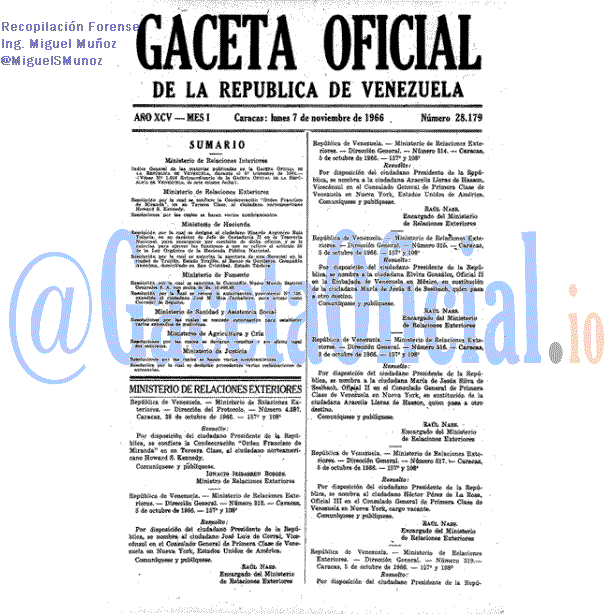 Gaceta Oficial 28179 del 7 Noviembre 1966