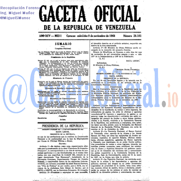 Gaceta Oficial 28181 del 9 Noviembre 1966