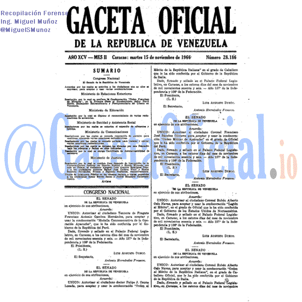 Gaceta Oficial 28186 del 15 Noviembre 1966