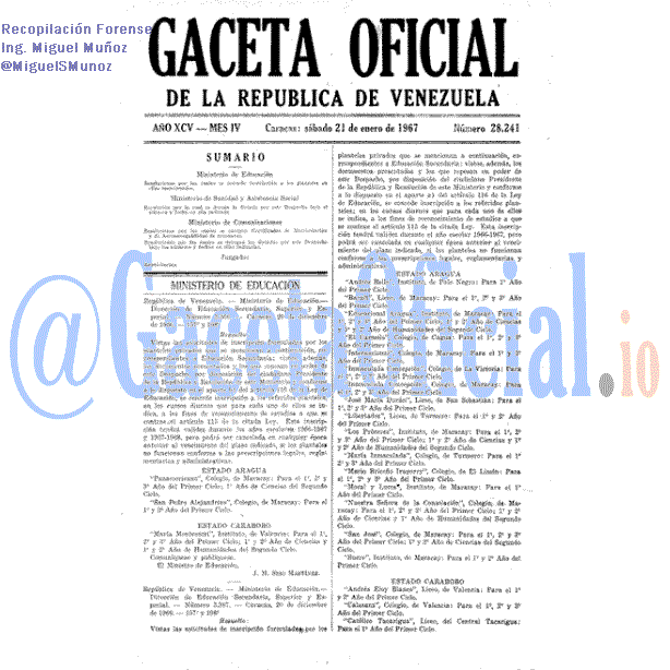 Gaceta Oficial 28241 del 21 Enero 1967