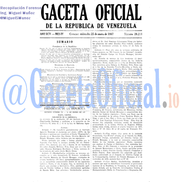 Gaceta Oficial 28244 del 25 Enero 1967