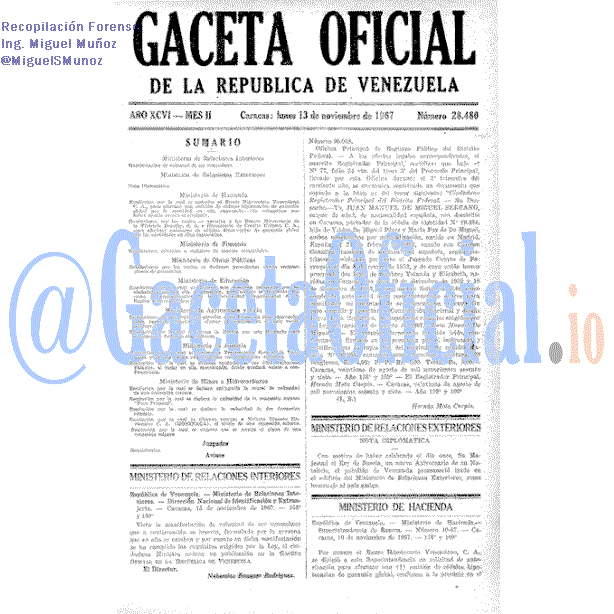 Gaceta Oficial 28480 del 13 Noviembre 1967