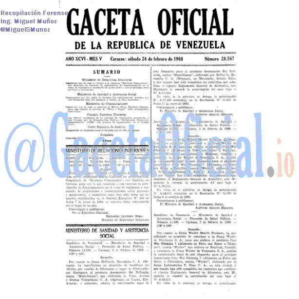 Gaceta Oficial 28567 del 24 Febrero 1968