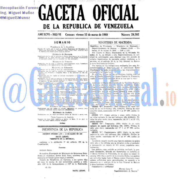 Gaceta Oficial 28582 del 15 Marzo 1968