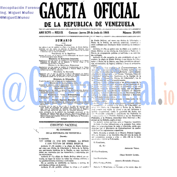 Gaceta Oficial 28658 del 20 Junio 1968