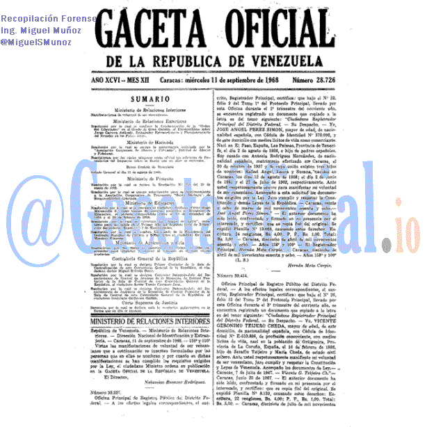 Gaceta Oficial 28726 del 11 Septiembre 1968
