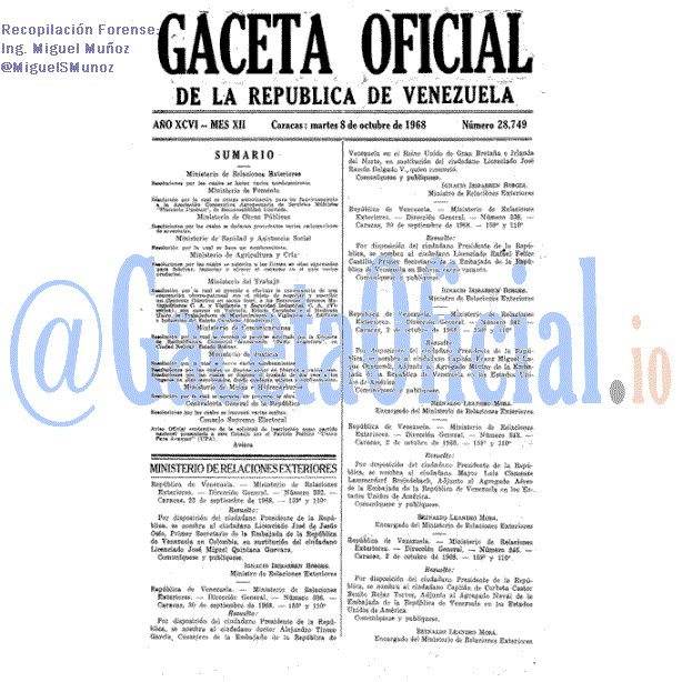 Gaceta Oficial 28749 del 8 Octubre 1968