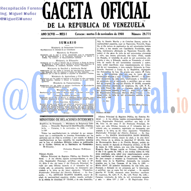 Gaceta Oficial 28771 del 5 Noviembre 1968