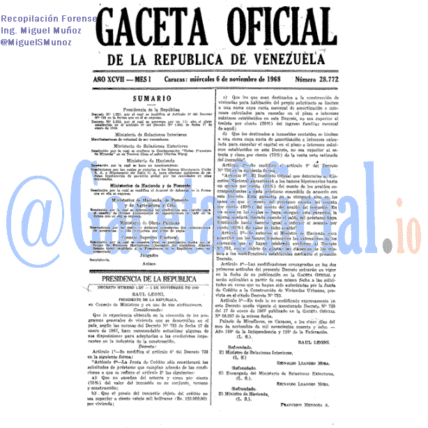 Gaceta Oficial 28772 del 6 Noviembre 1968