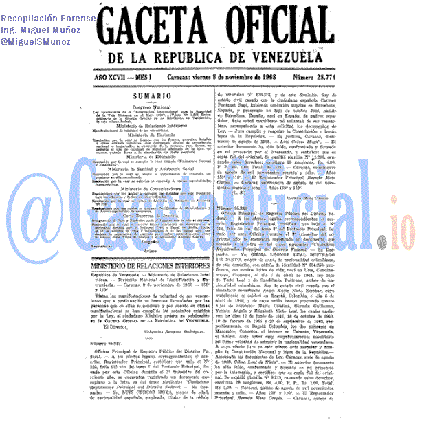 Gaceta Oficial 28774 del 8 Noviembre 1968