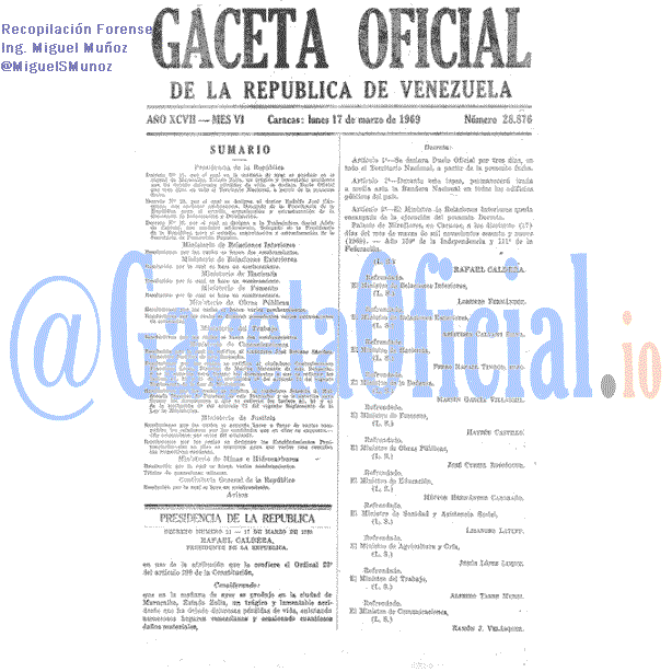 Gaceta Oficial 28876 del 17 Marzo 1969