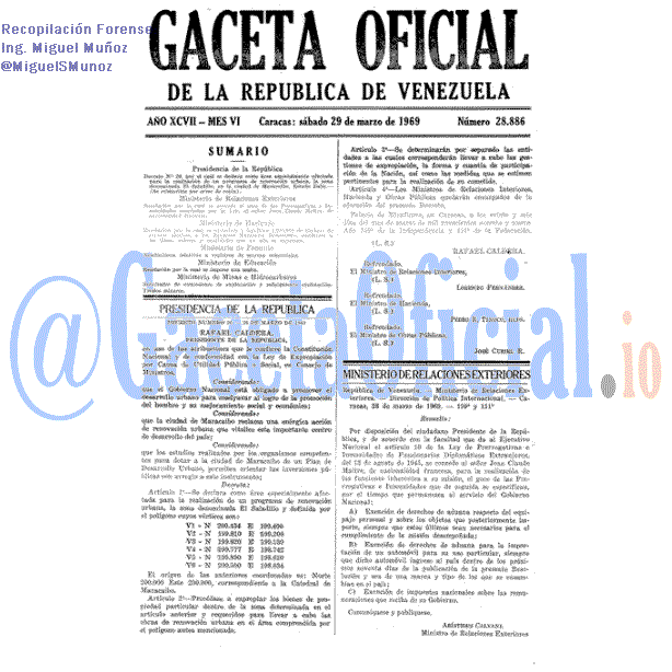 Gaceta Oficial 28886 del 29 Marzo 1969