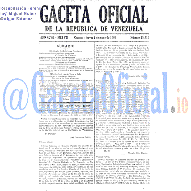 Gaceta Oficial 28914 del 8 Mayo 1969