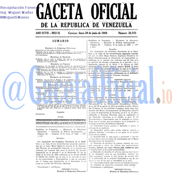 Gaceta Oficial 28958 del 30 Junio 1969