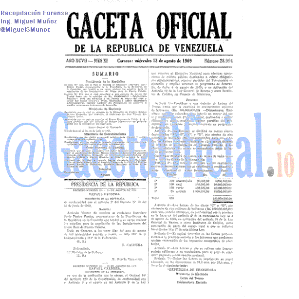 Gaceta Oficial 28994 del 13 Agosto 1969