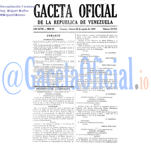 Gaceta Oficial 29002 del 22 Agosto 1969