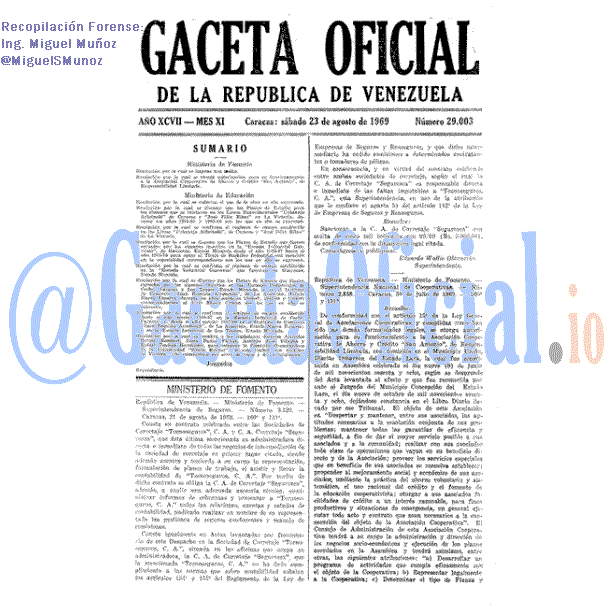 Gaceta Oficial 29003 del 23 Agosto 1969