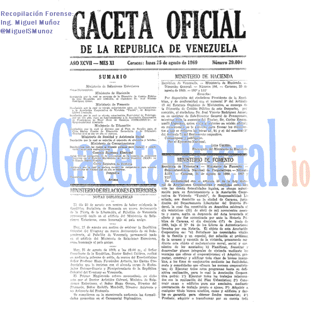 Gaceta Oficial 29004 del 25 Agosto 1969