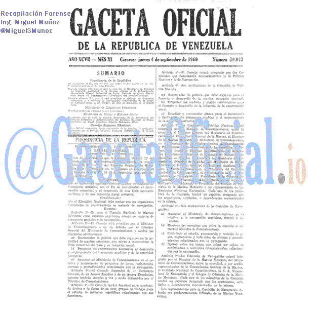Gaceta Oficial 29013 del 4 Septiembre 1969