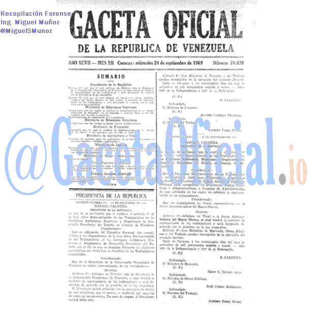 Gaceta Oficial 29030 del 24 Septiembre 1969