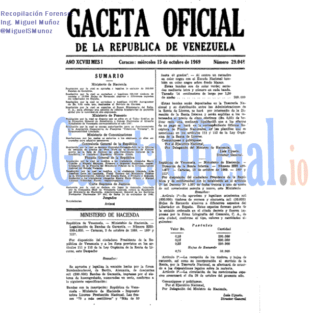 Gaceta Oficial 29048 del 15 Octubre 1969