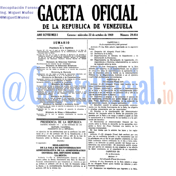 Gaceta Oficial 29054 del 22 Octubre 1969