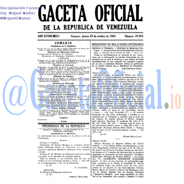Gaceta Oficial 29055 del 23 Octubre 1969
