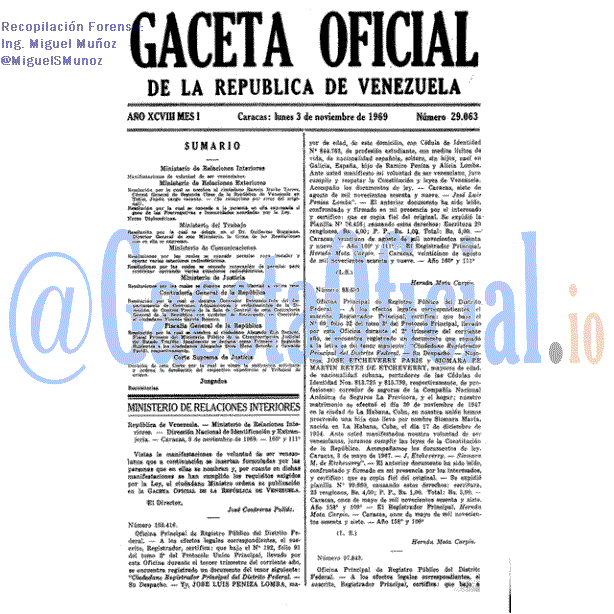 Gaceta Oficial 29063 del 3 Noviembre 1969