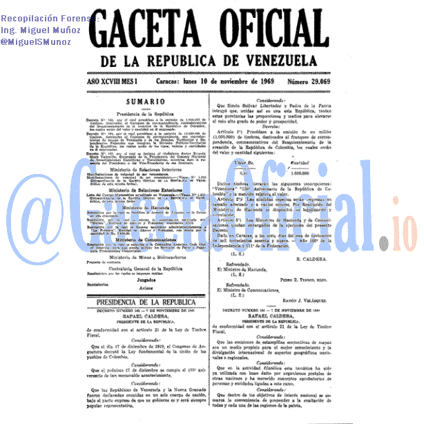 Gaceta Oficial 29069 del 10 Noviembre 1969
