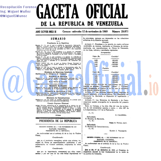 Gaceta Oficial 29071 del 12 Noviembre 1969